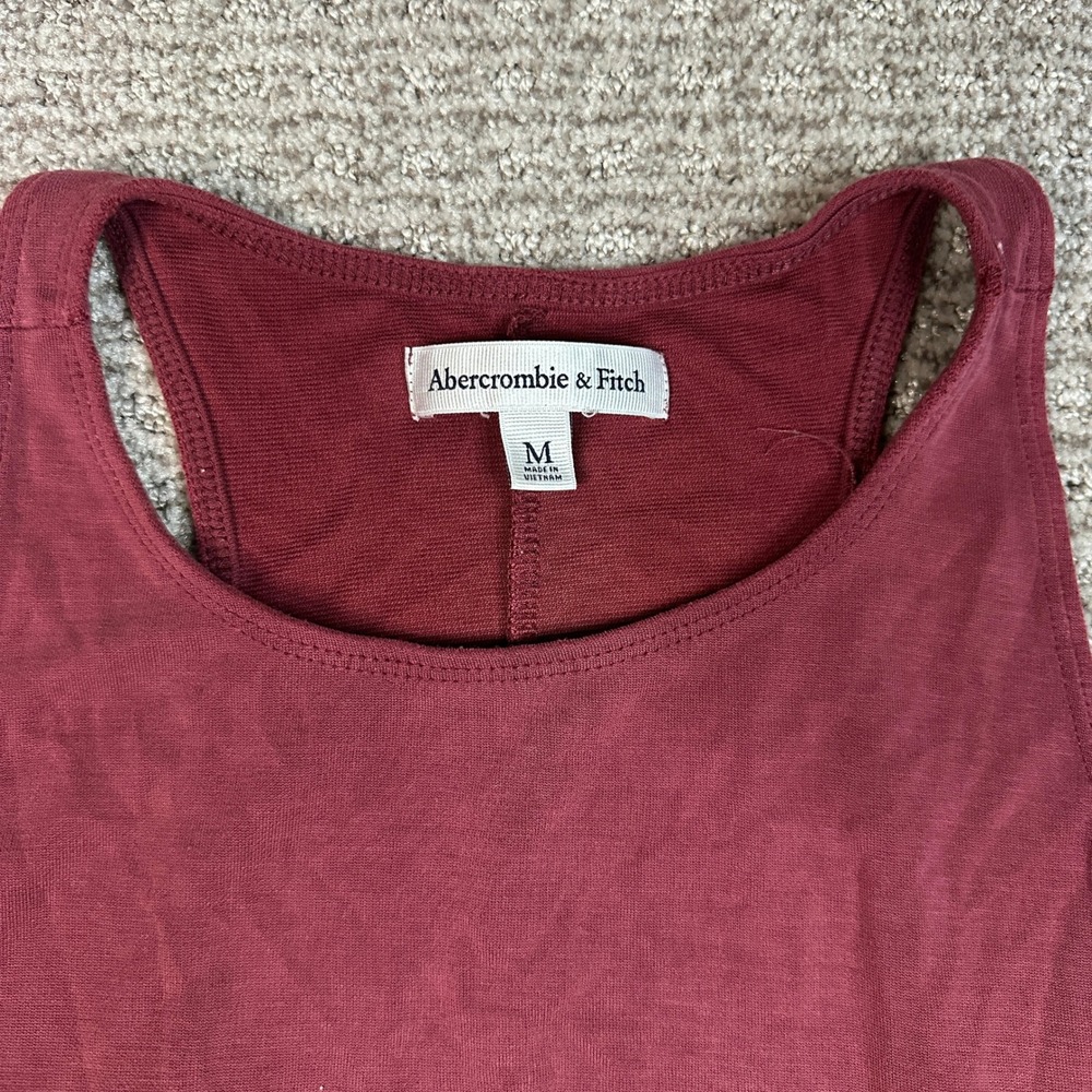 Abercrombie & Fitch Burgundy Sleeveless A-Line Mini Dress Womens Size M Maroon - Picture 3 of 8